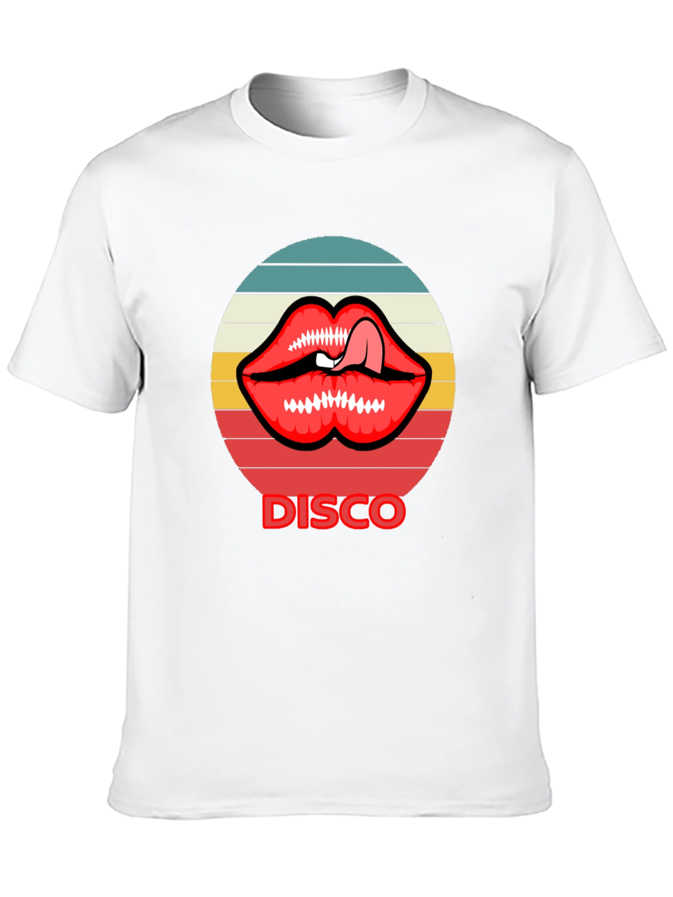 Retro Disco Lips Graphic Tee - Unique Design!