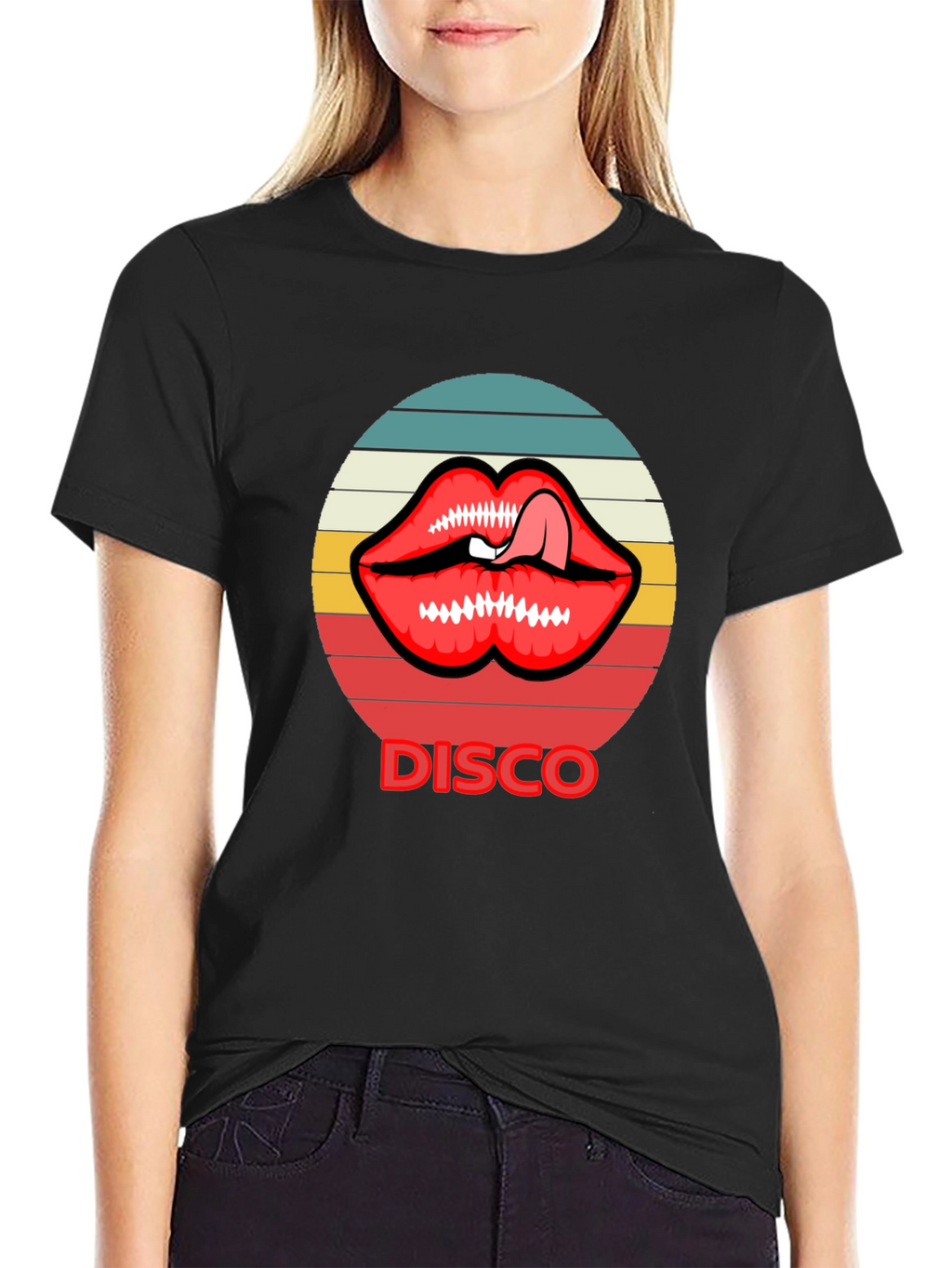 Retro Disco Lips Graphic Tee - Unique Design!