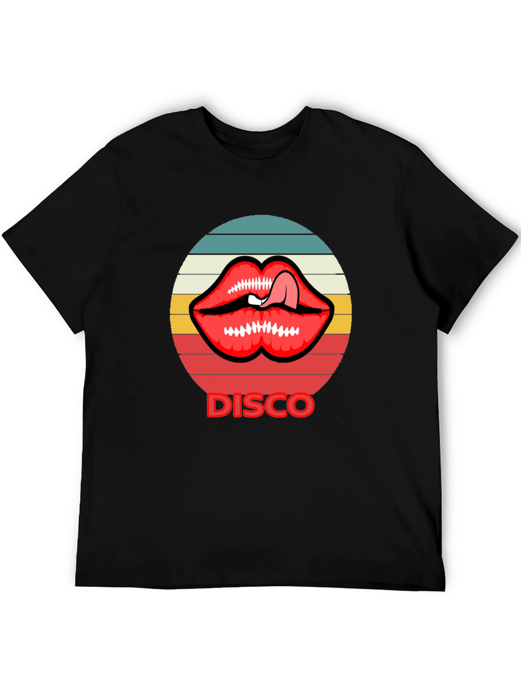 Retro Disco Lips Graphic Tee - Unique Design!