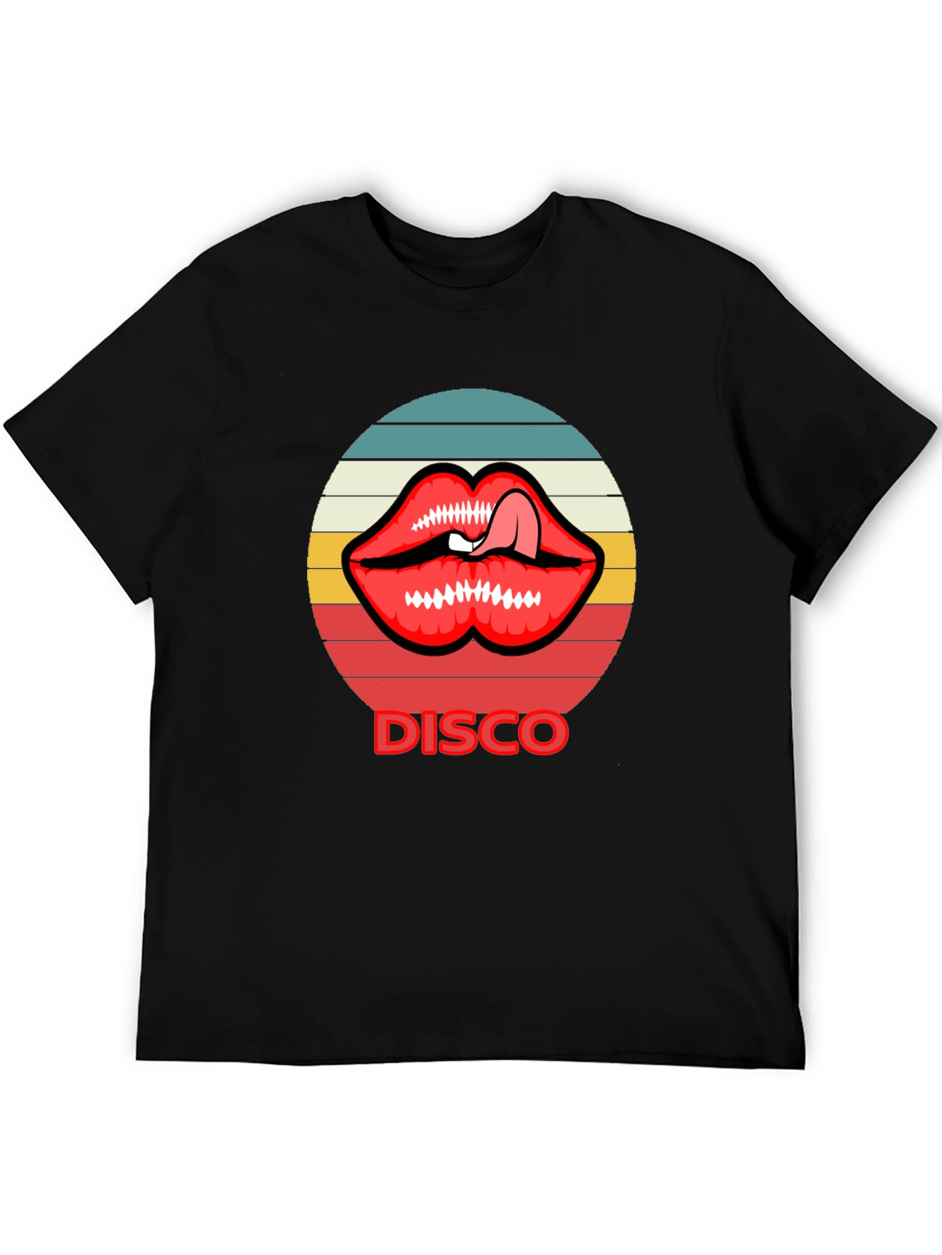 Retro Disco Lips Graphic Tee - Unique Design!