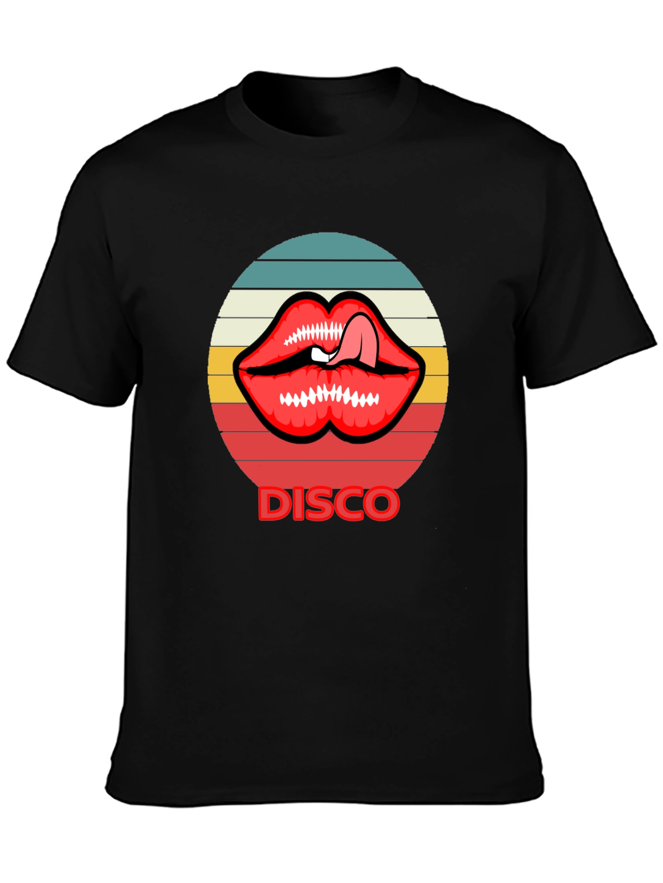 Retro Disco Lips Graphic Tee - Unique Design!