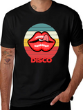 Retro Disco Lips Graphic Tee - Unique Design!