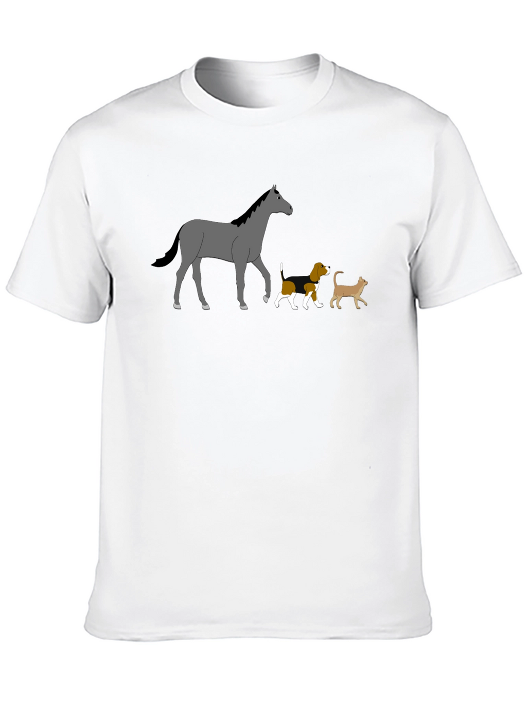 Horse Dog Cat Black T-Shirt