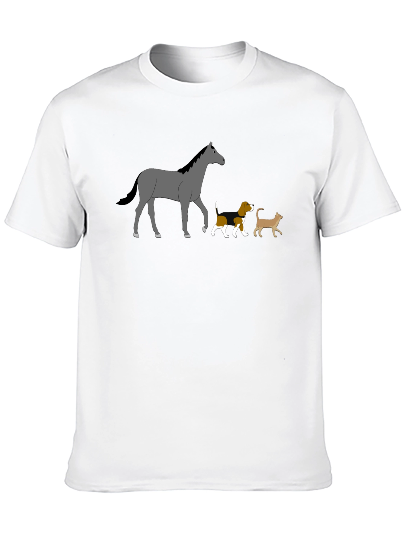 Horse Dog Cat Black T-Shirt