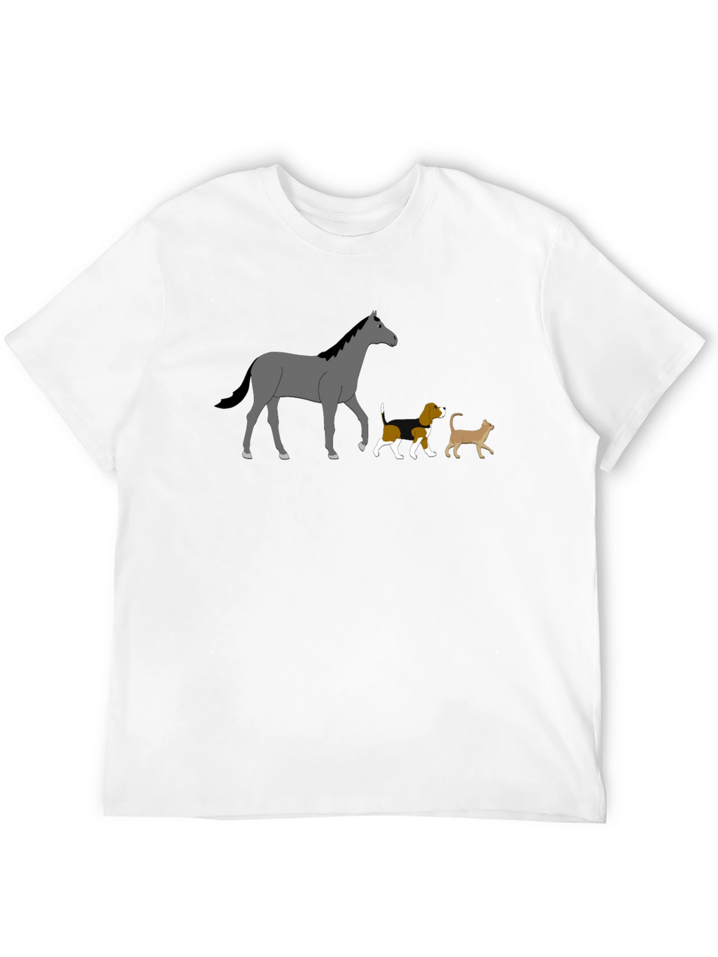 Horse Dog Cat Black T-Shirt