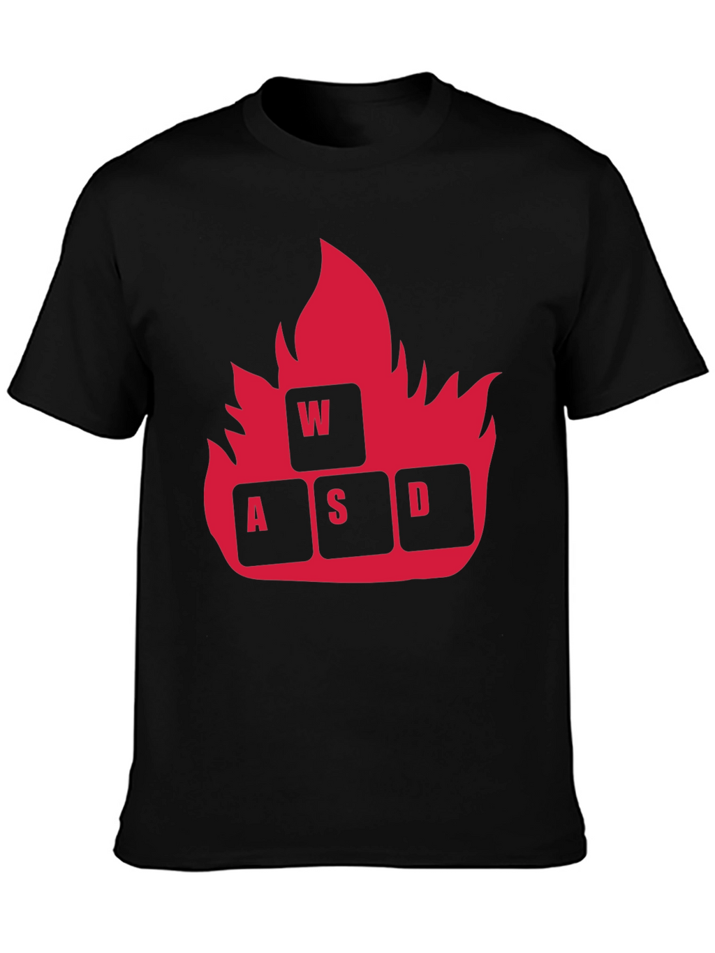 Gaming WASD Fire T-Shirt - Black Cotton Tee