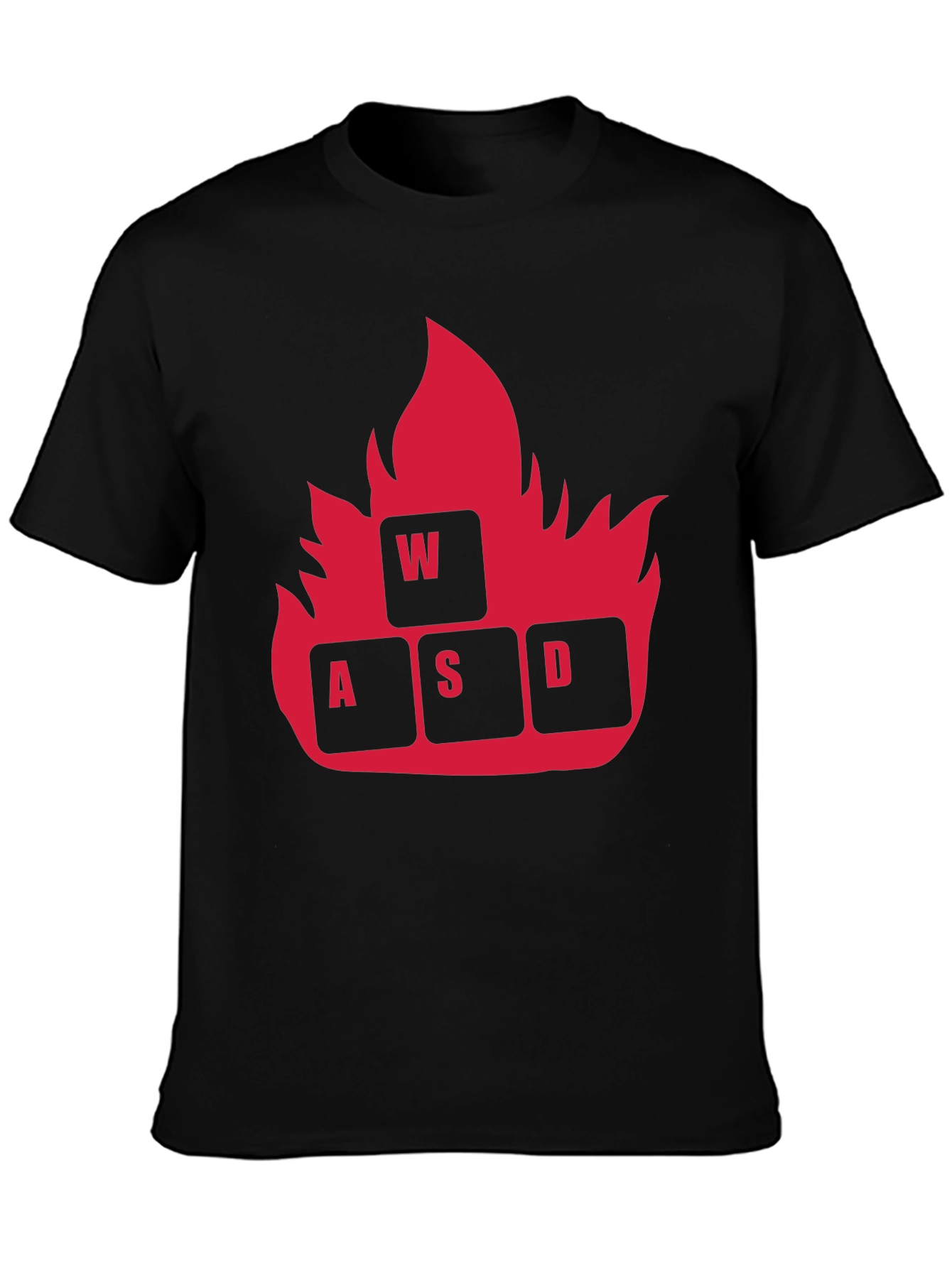 Gaming WASD Fire T-Shirt - Black Cotton Tee