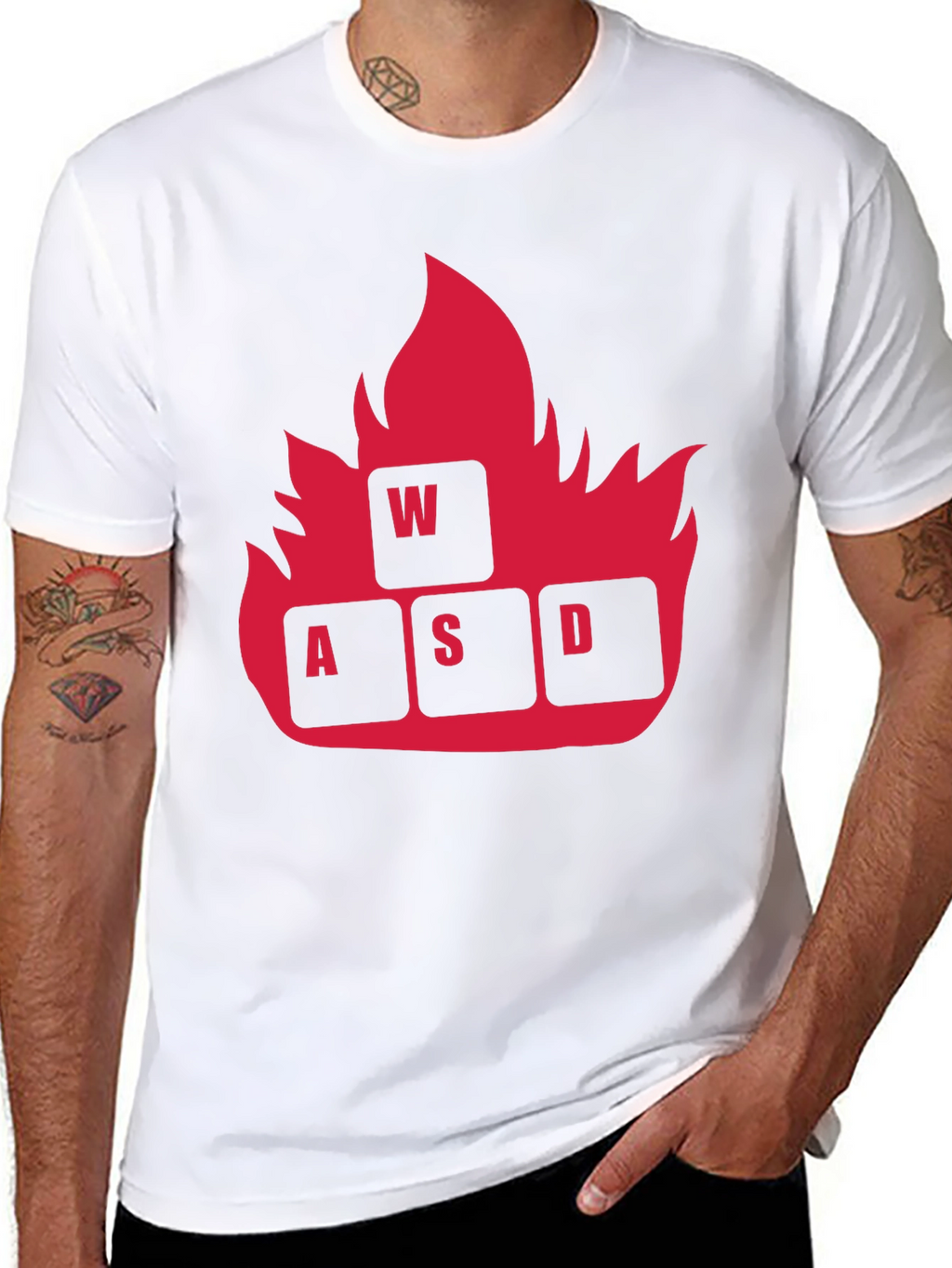 Gaming WASD Fire T-Shirt - Black Cotton Tee
