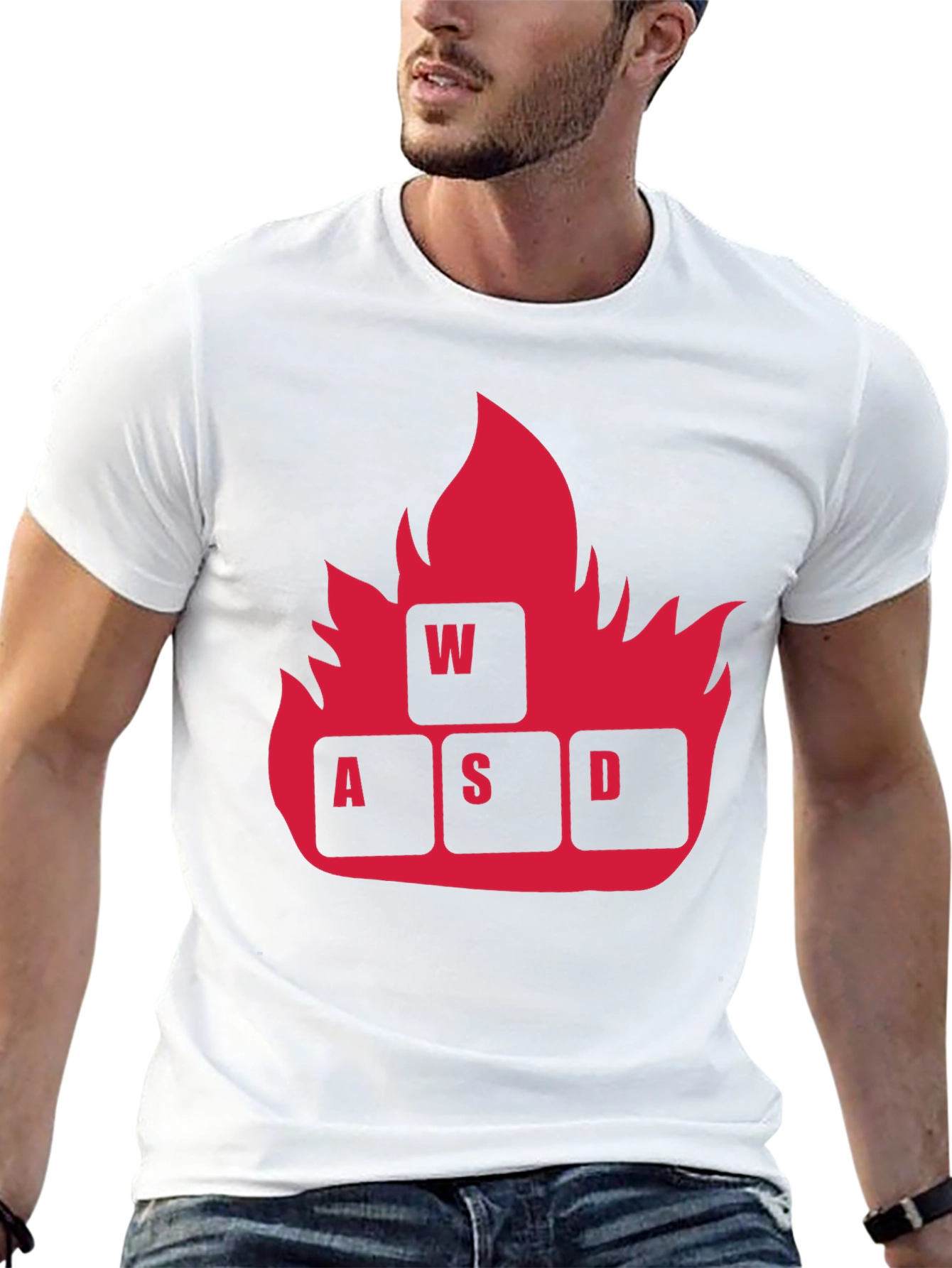 Gaming WASD Fire T-Shirt - Black Cotton Tee