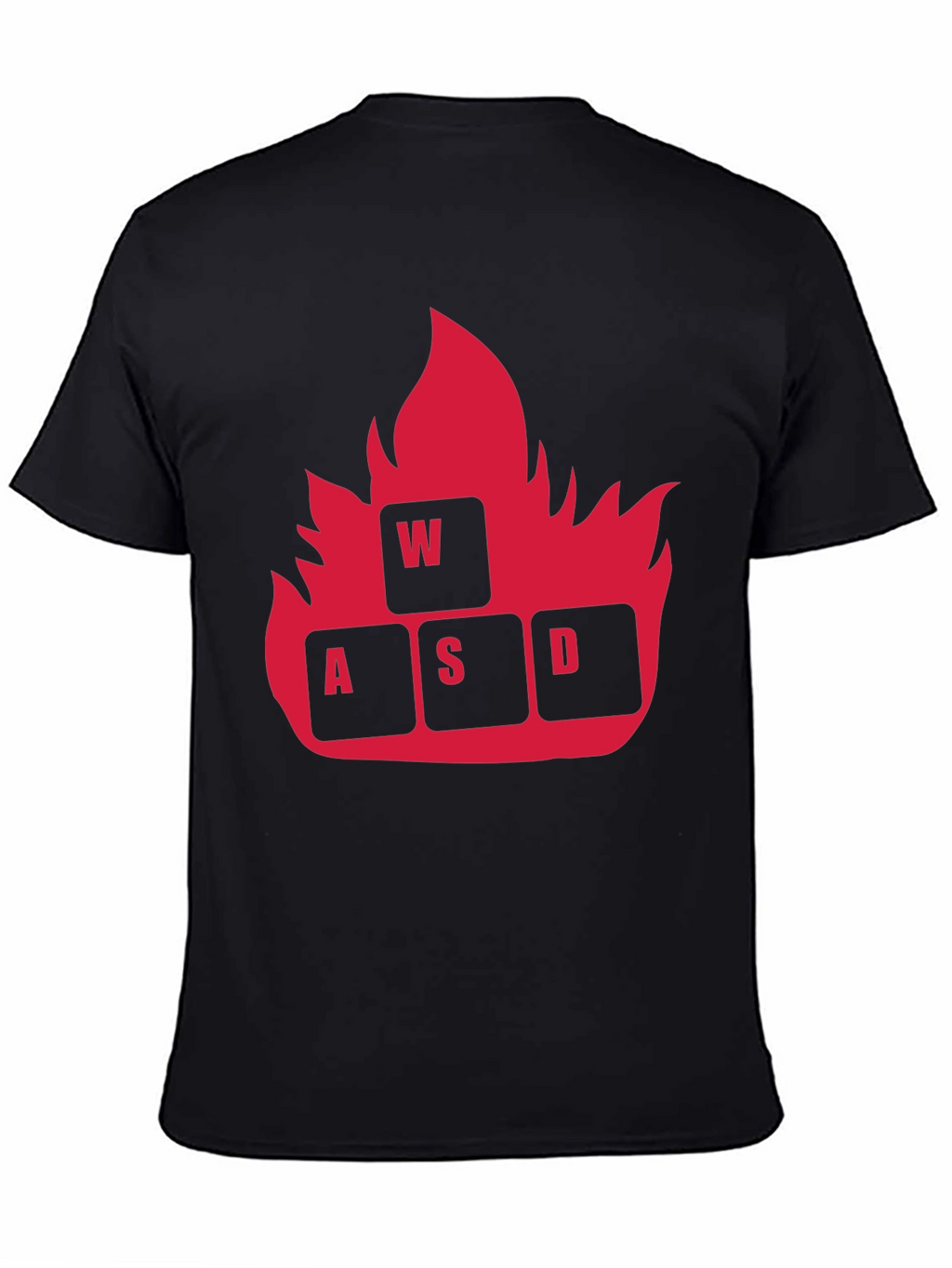Gaming WASD Fire T-Shirt - Black Cotton Tee