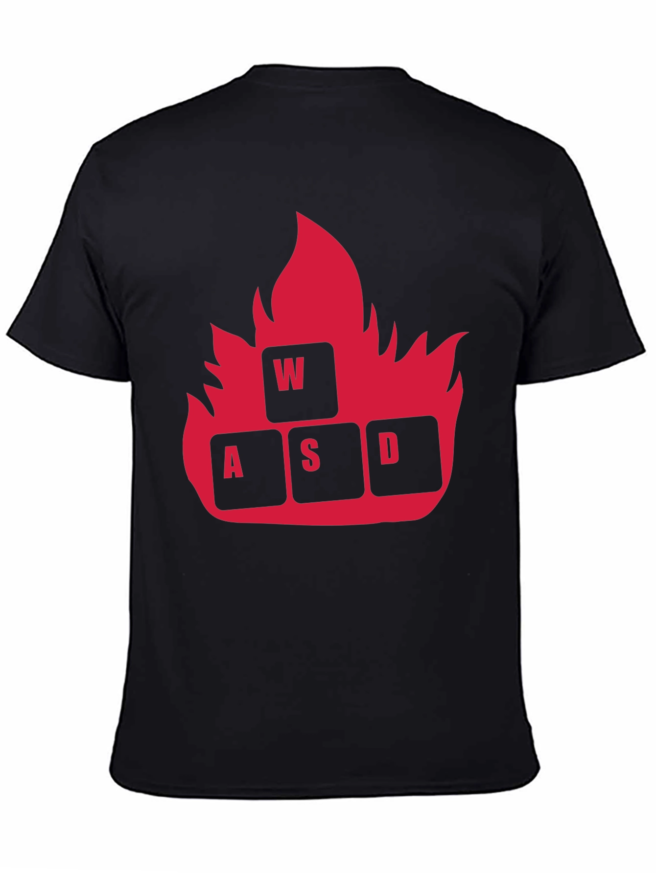 Gaming WASD Fire T-Shirt - Black Cotton Tee