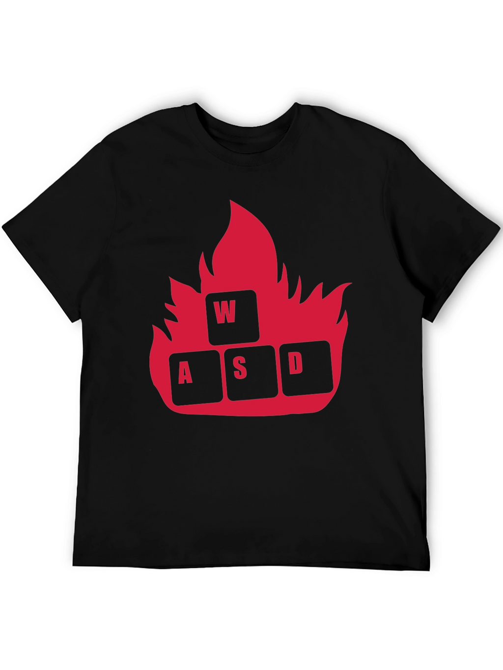 Gaming WASD Fire T-Shirt - Black Cotton Tee
