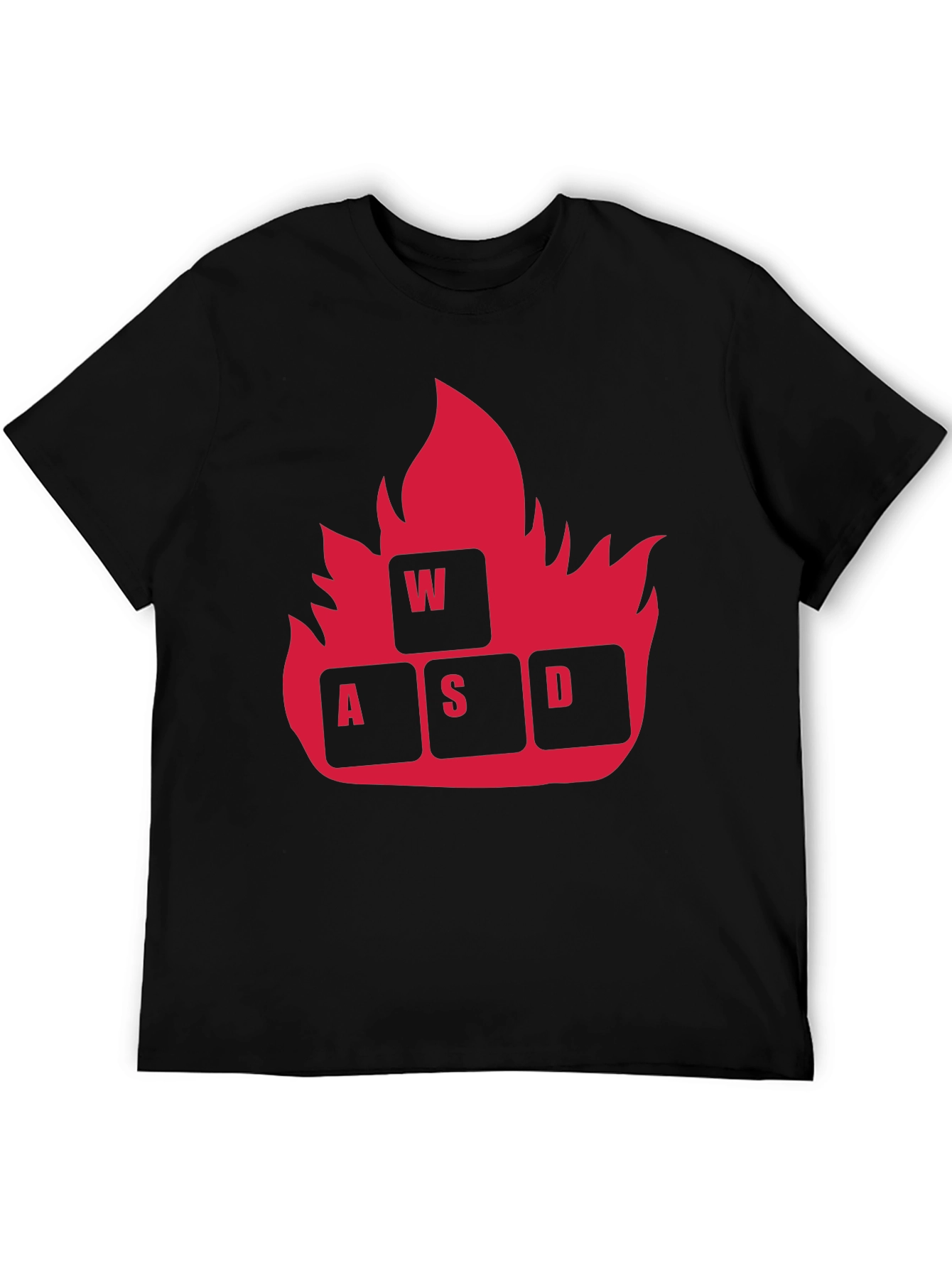 Gaming WASD Fire T-Shirt - Black Cotton Tee