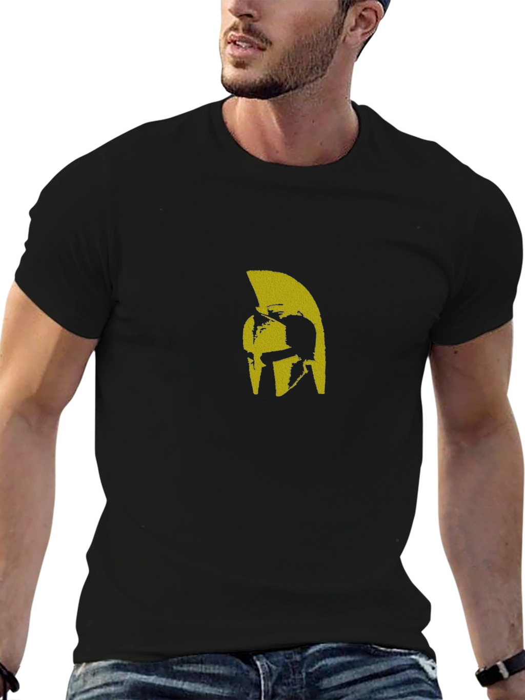 Spartan Helmet Graphic T-Shirt - Black
