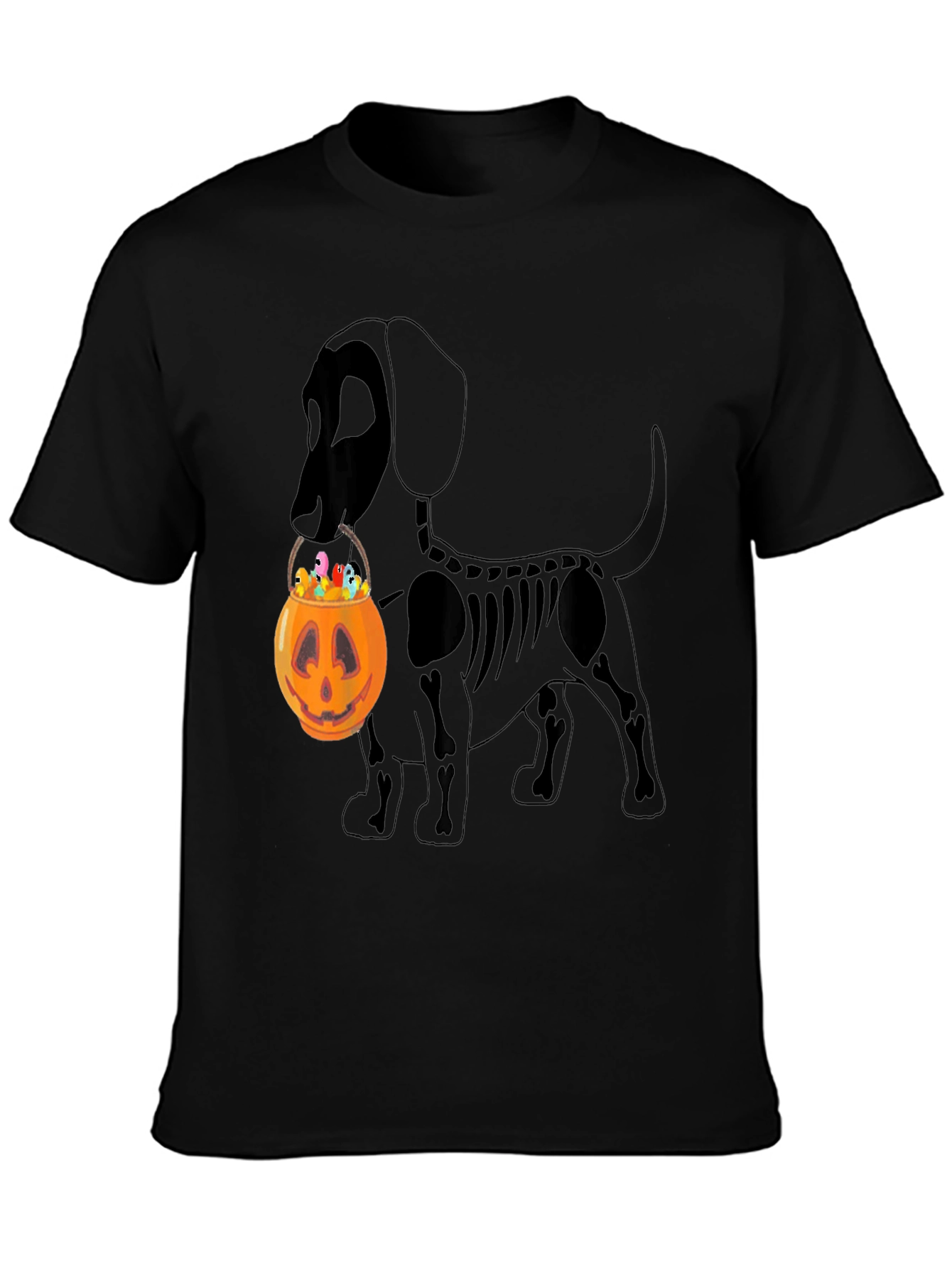 Halloween Dog Skeleton Pumpkin T-Shirt
