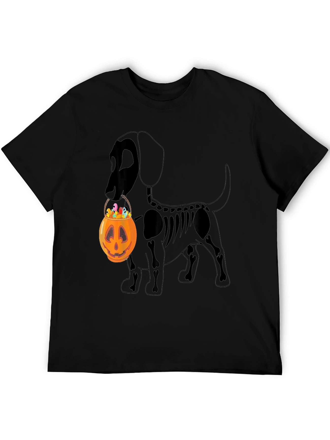 Halloween Dog Skeleton Pumpkin T-Shirt