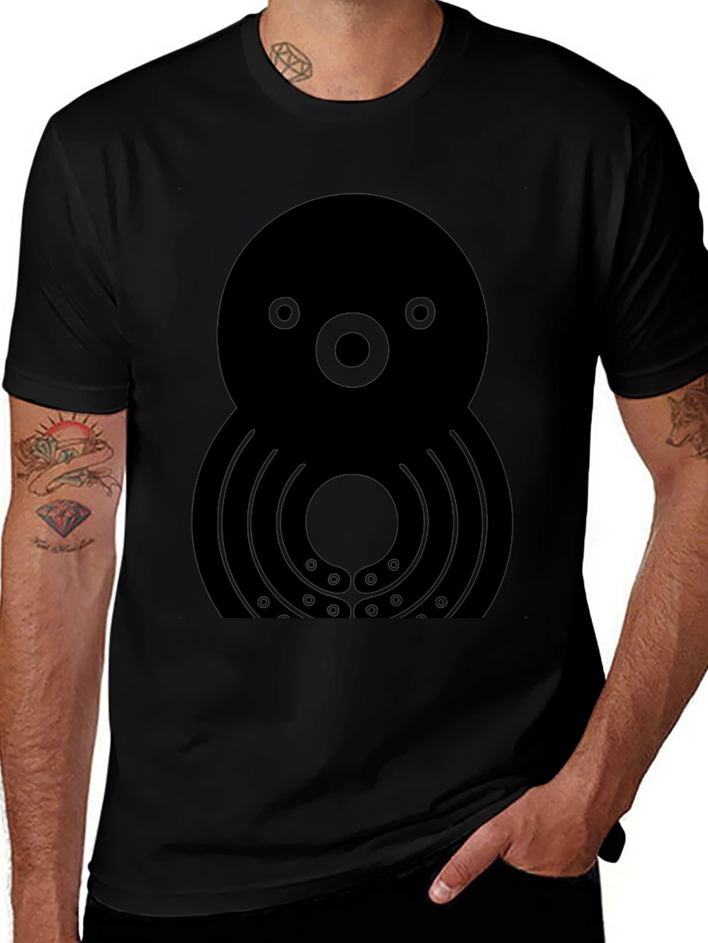 Unique Graphic Octopus T-Shirt - Black