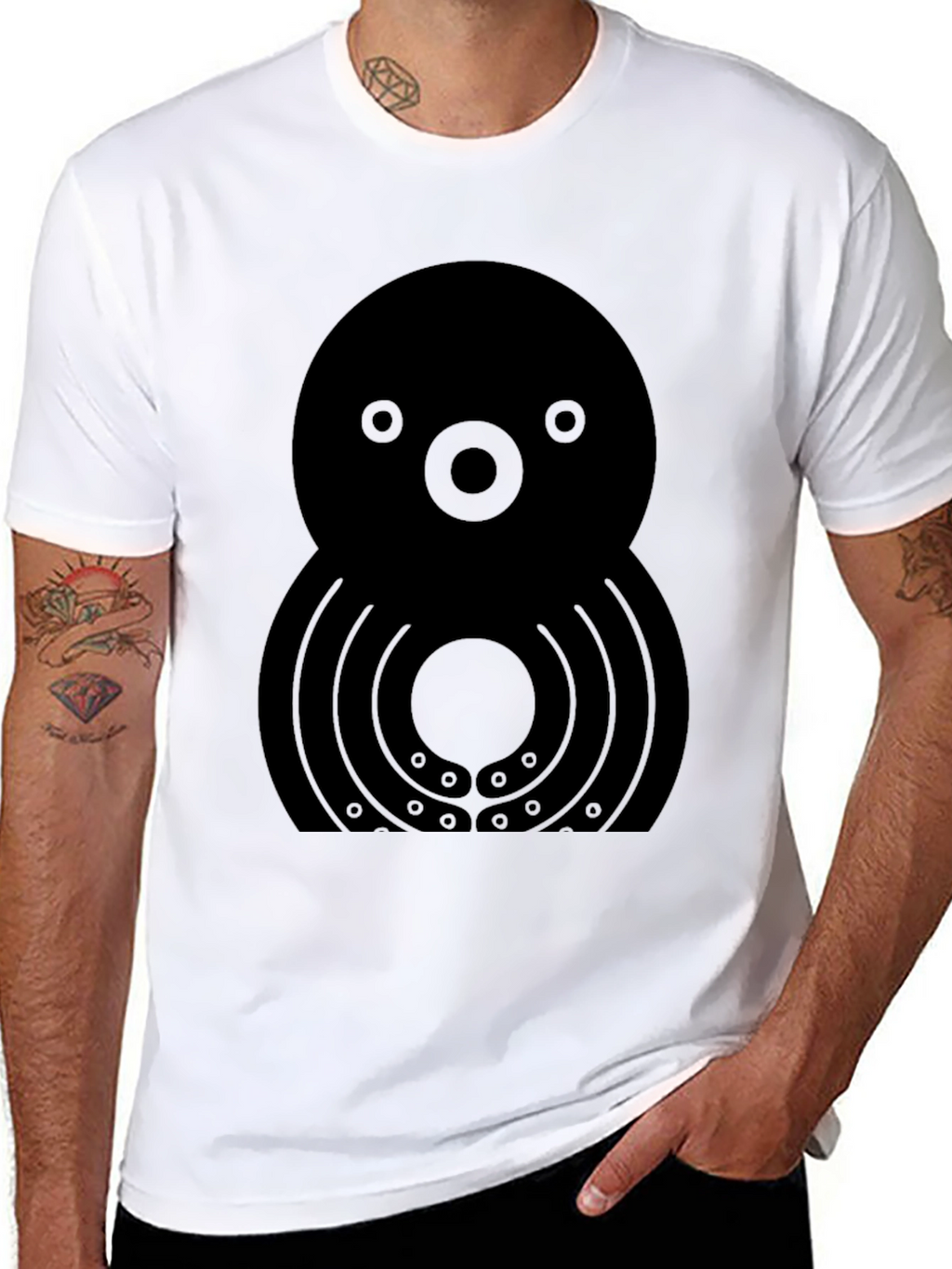 Unique Graphic Octopus T-Shirt - Black