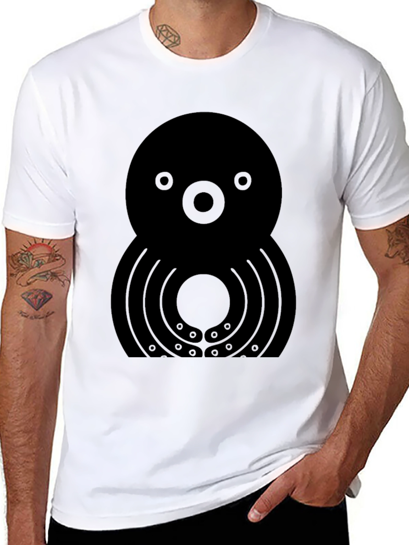 Unique Graphic Octopus T-Shirt - Black