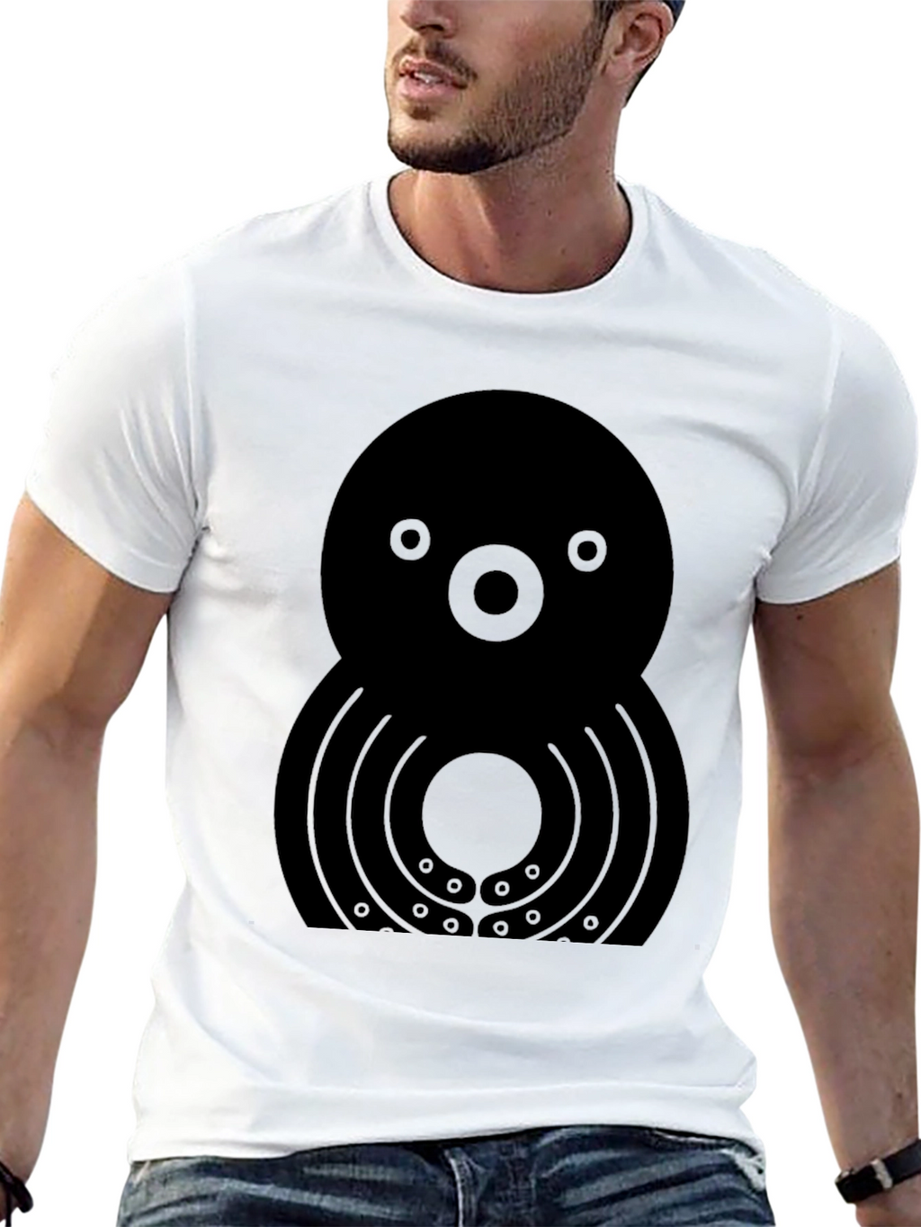 Unique Graphic Octopus T-Shirt - Black
