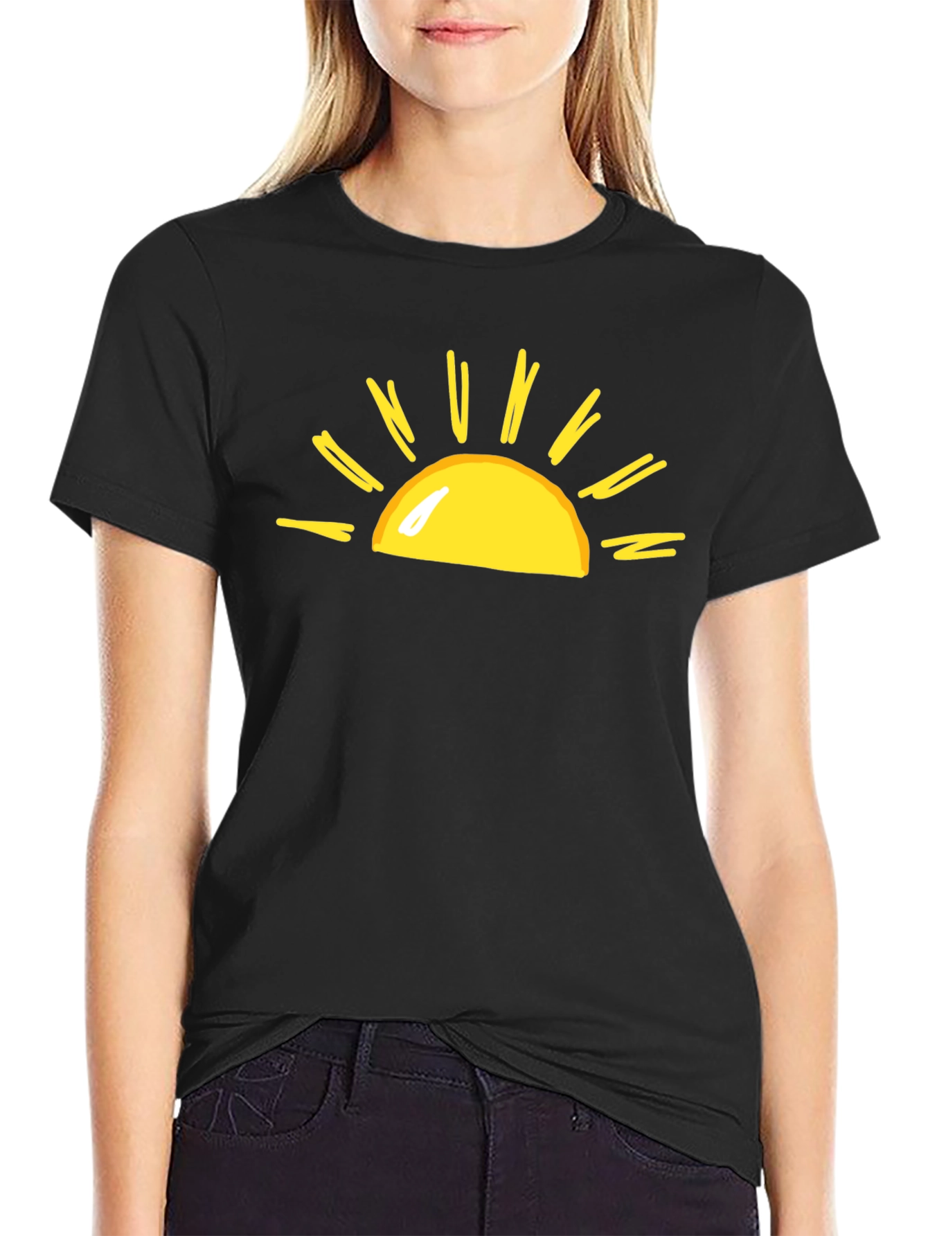 Sunny Graphic Tee - Black Cotton T-Shirt