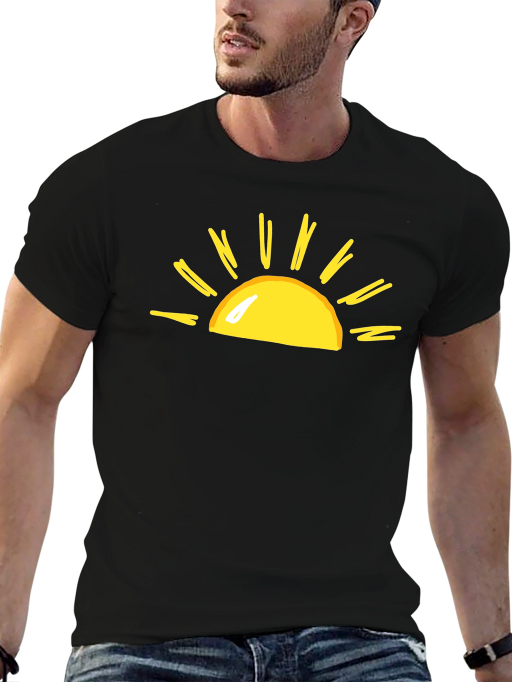 Sunny Graphic Tee - Black Cotton T-Shirt