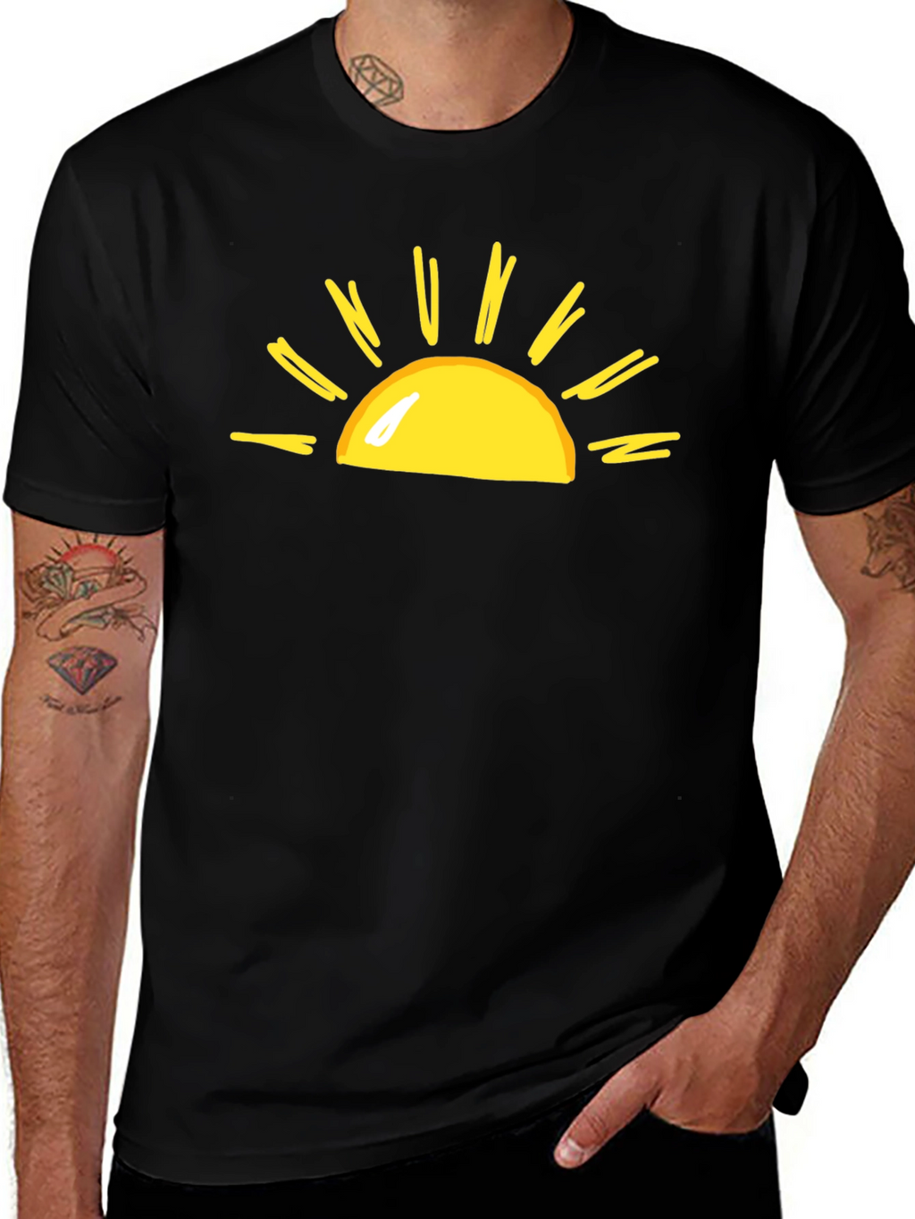 Sunny Graphic Tee - Black Cotton T-Shirt