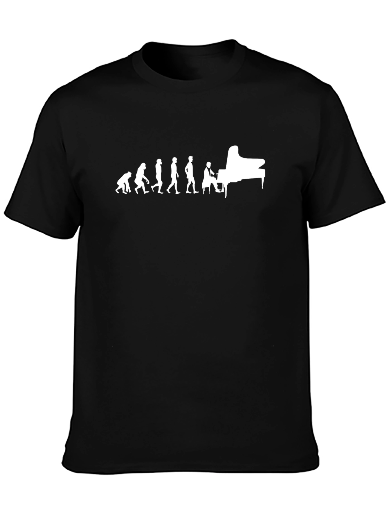 Evolution of Piano Player Black T-Shirt