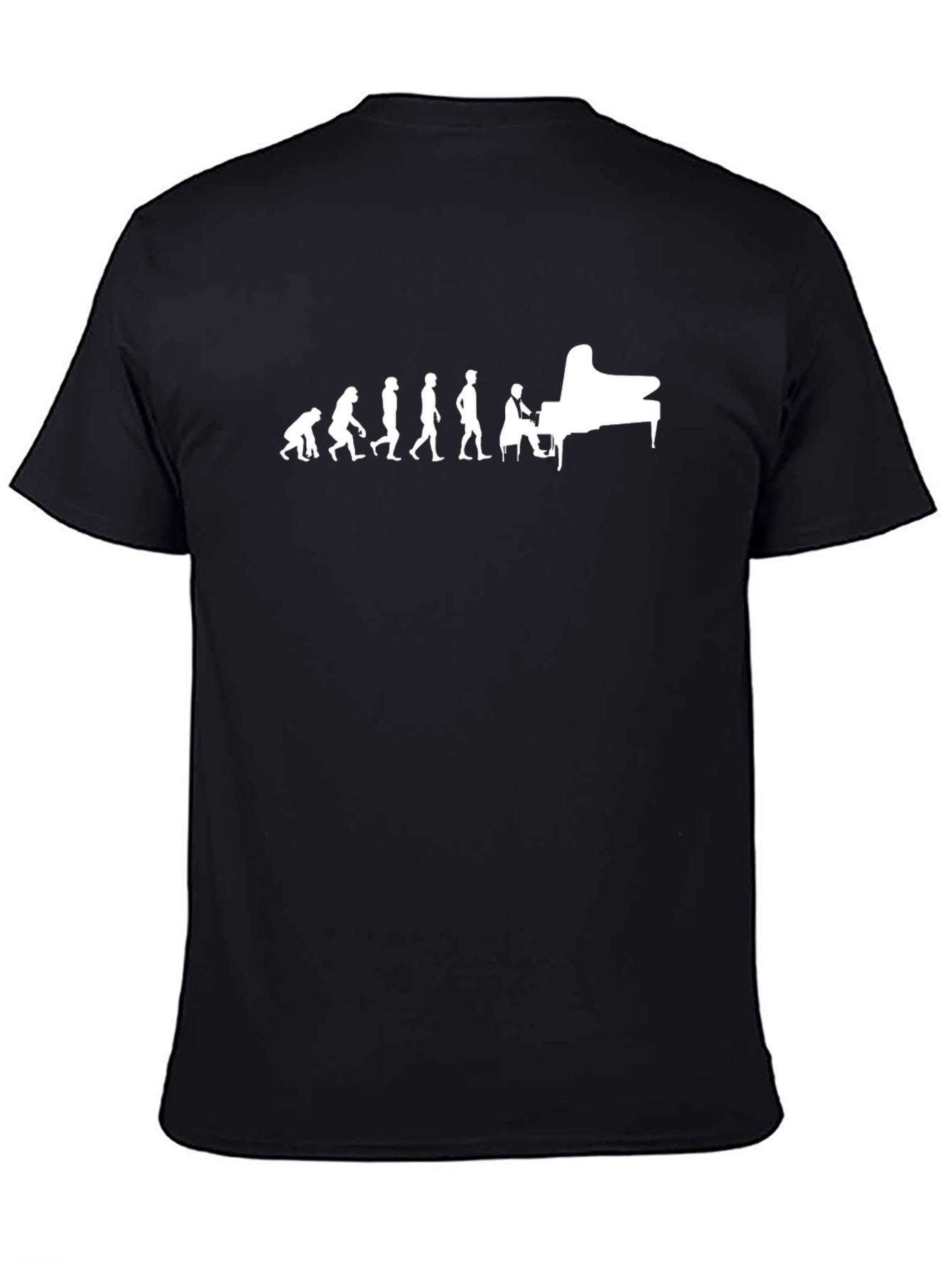Evolution of Piano Player Black T-Shirt