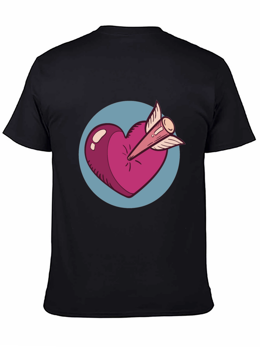 Heart & Arrow Graphic Tee - Black Cotton Shirt