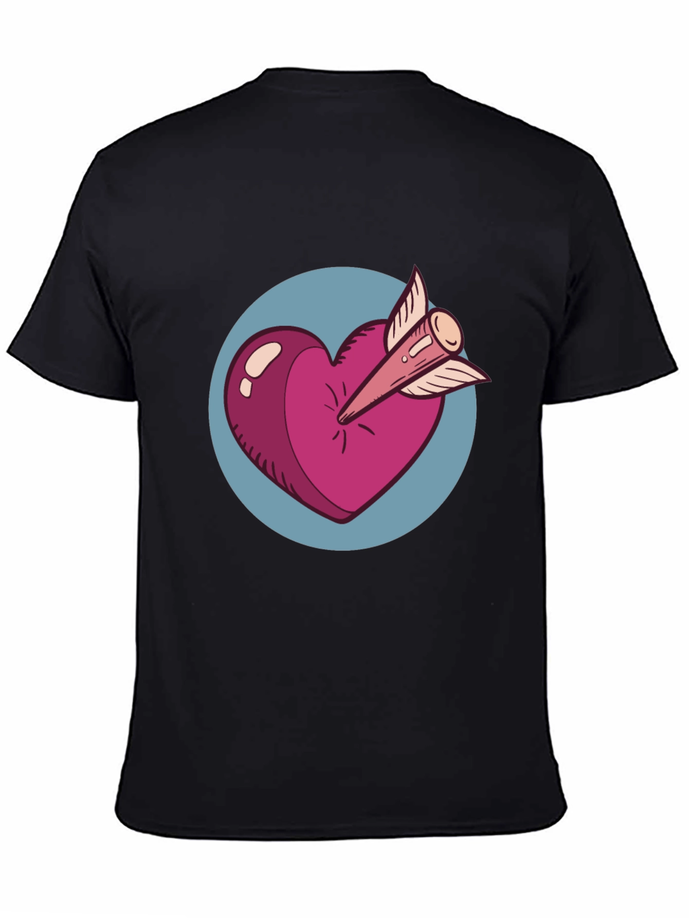 Heart & Arrow Graphic Tee - Black Cotton Shirt