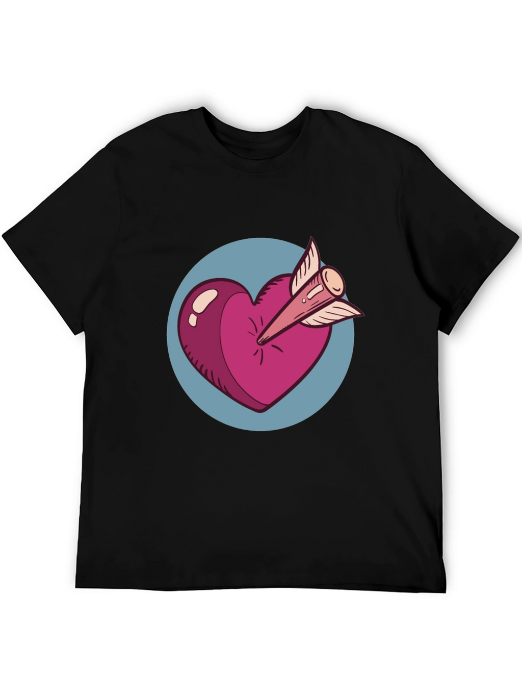 Heart & Arrow Graphic Tee - Black Cotton Shirt