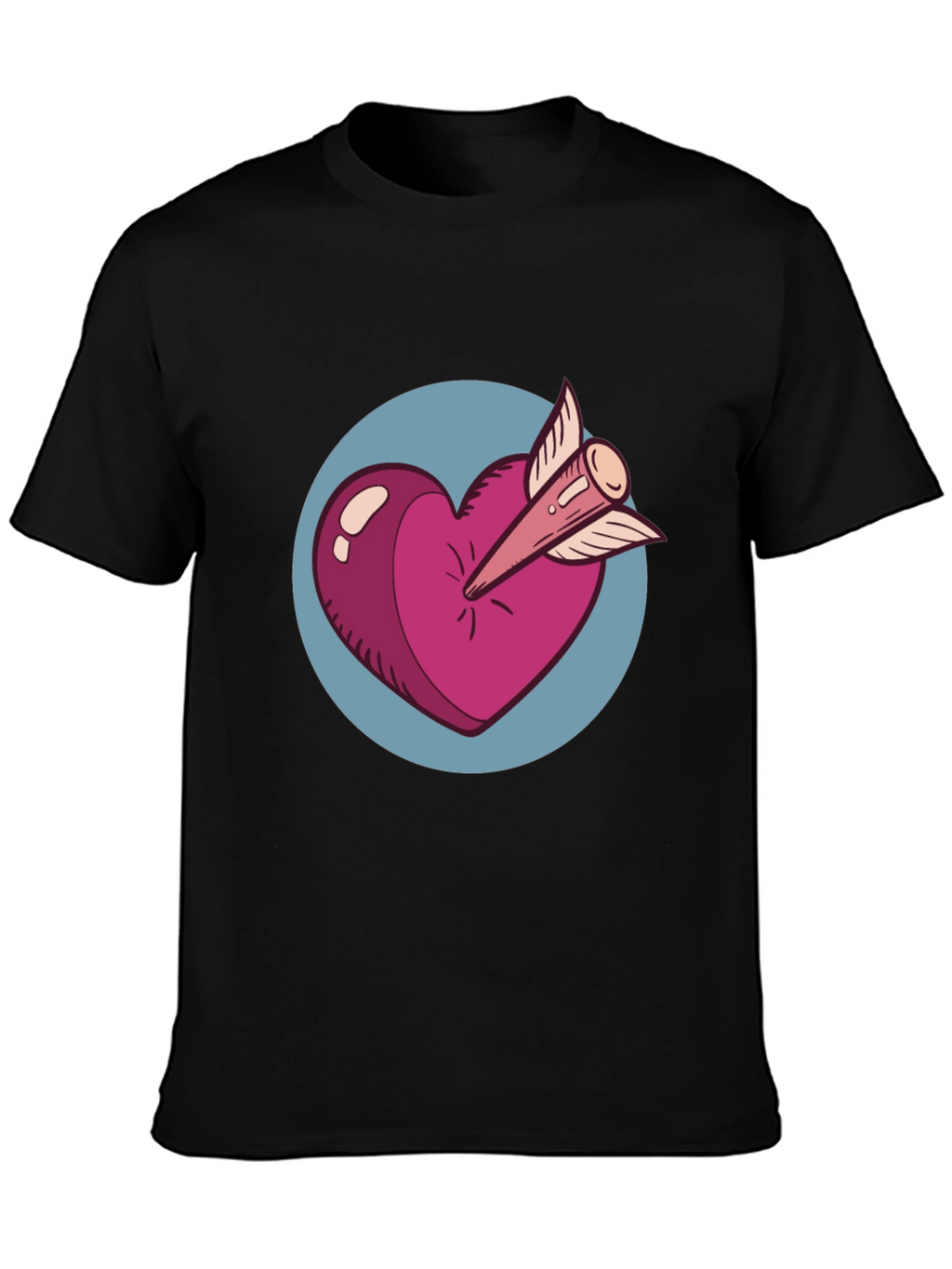 Heart & Arrow Graphic Tee - Black Cotton Shirt