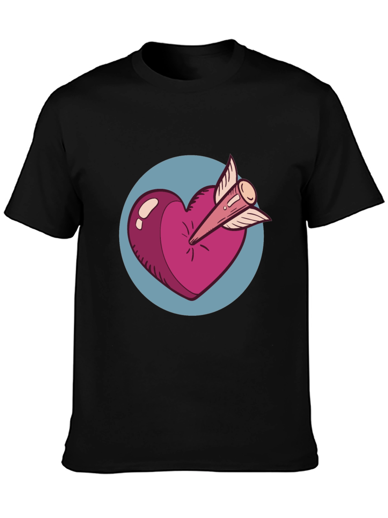 Heart & Arrow Graphic Tee - Black Cotton Shirt