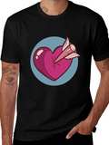 Heart & Arrow Graphic Tee - Black Cotton Shirt