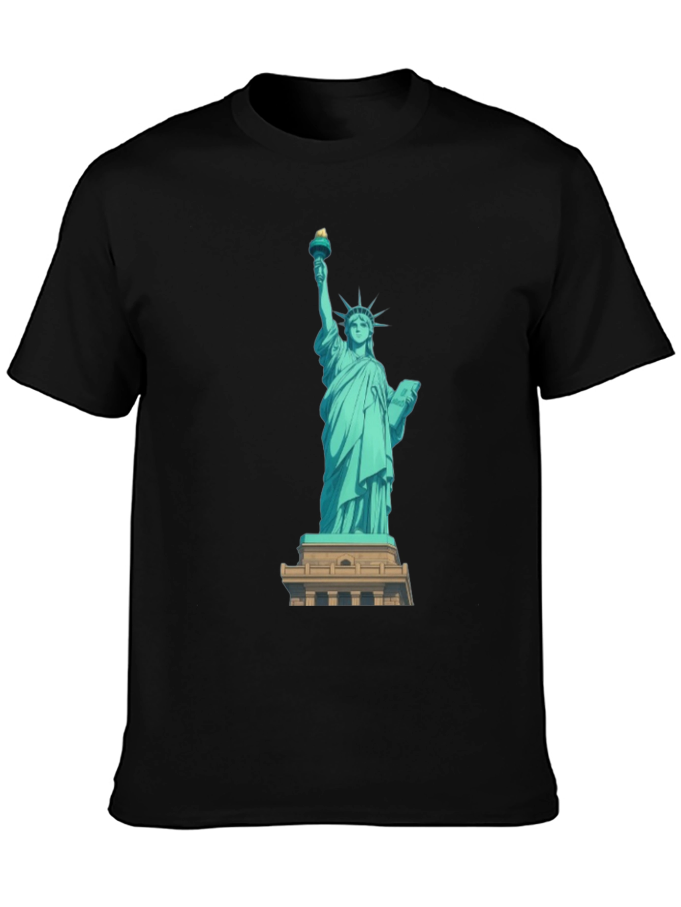 Statue of Liberty Graphic Tee - Black Cotton T-Shirt