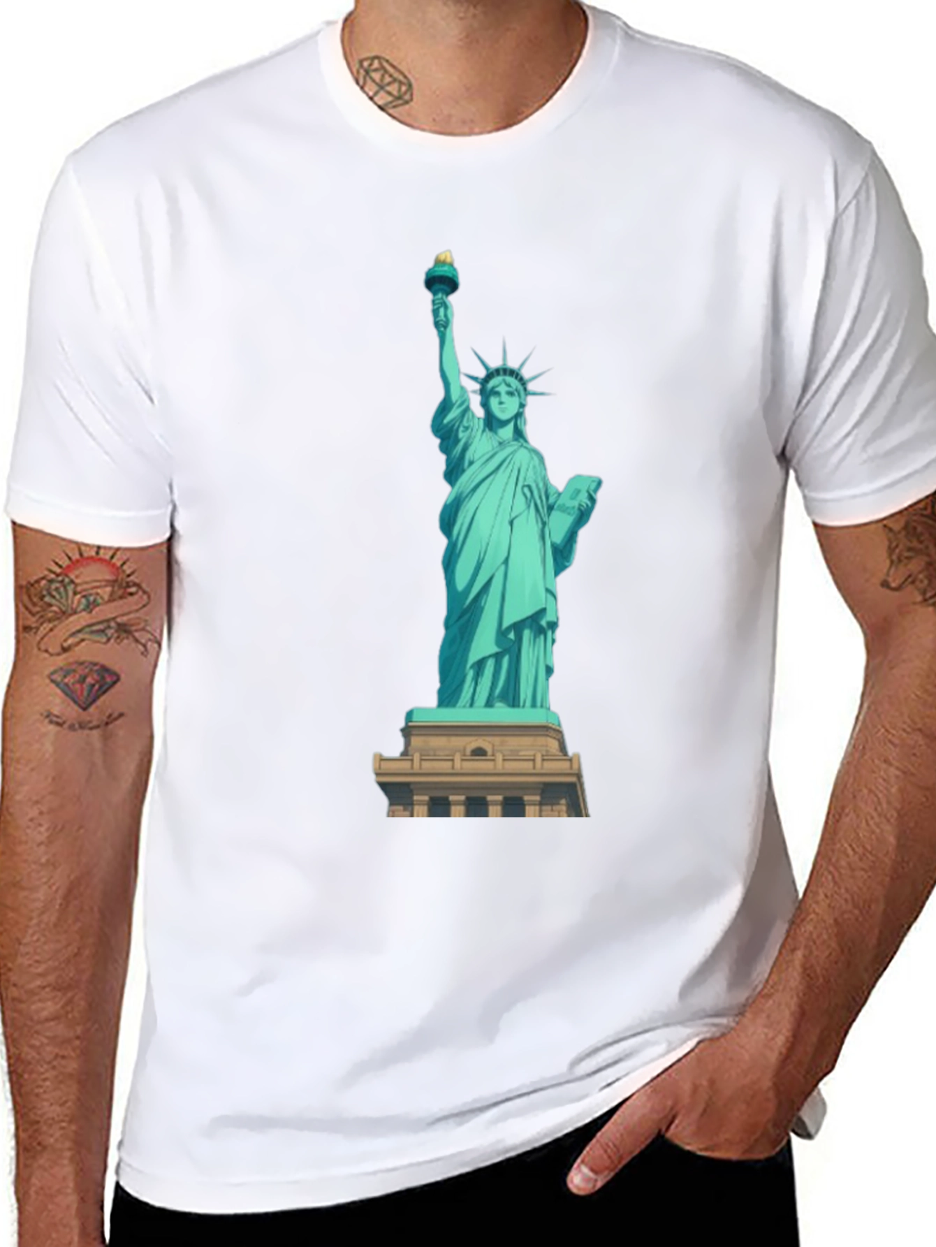 Statue of Liberty Graphic Tee - Black Cotton T-Shirt