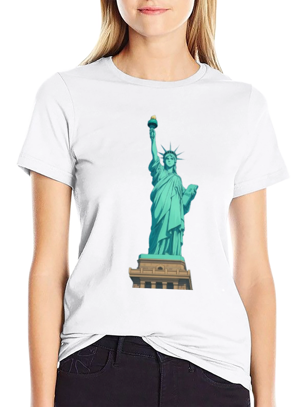 Statue of Liberty Graphic Tee - Black Cotton T-Shirt