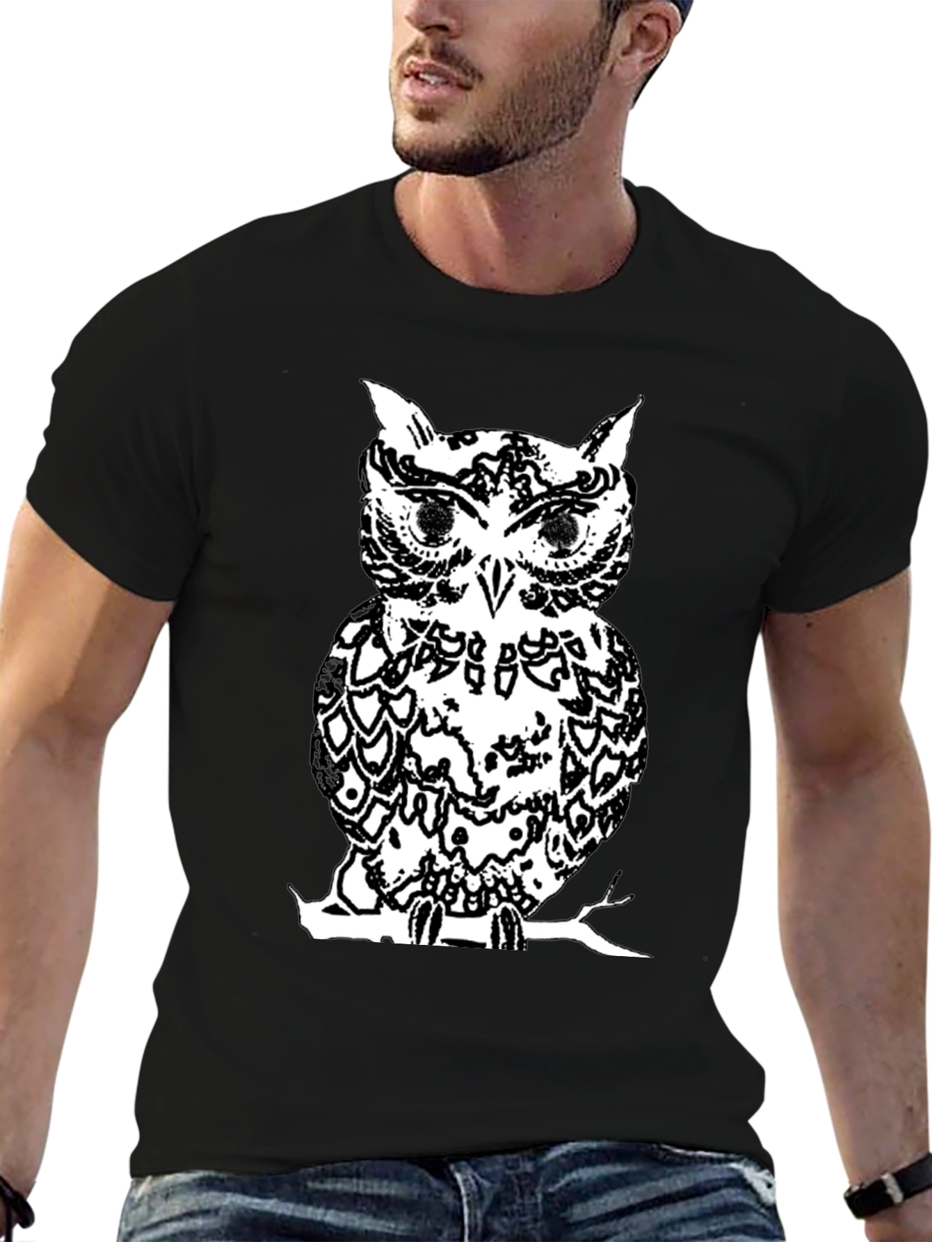 Black Owl Graphic Tee - Stylish Mens T-Shirt