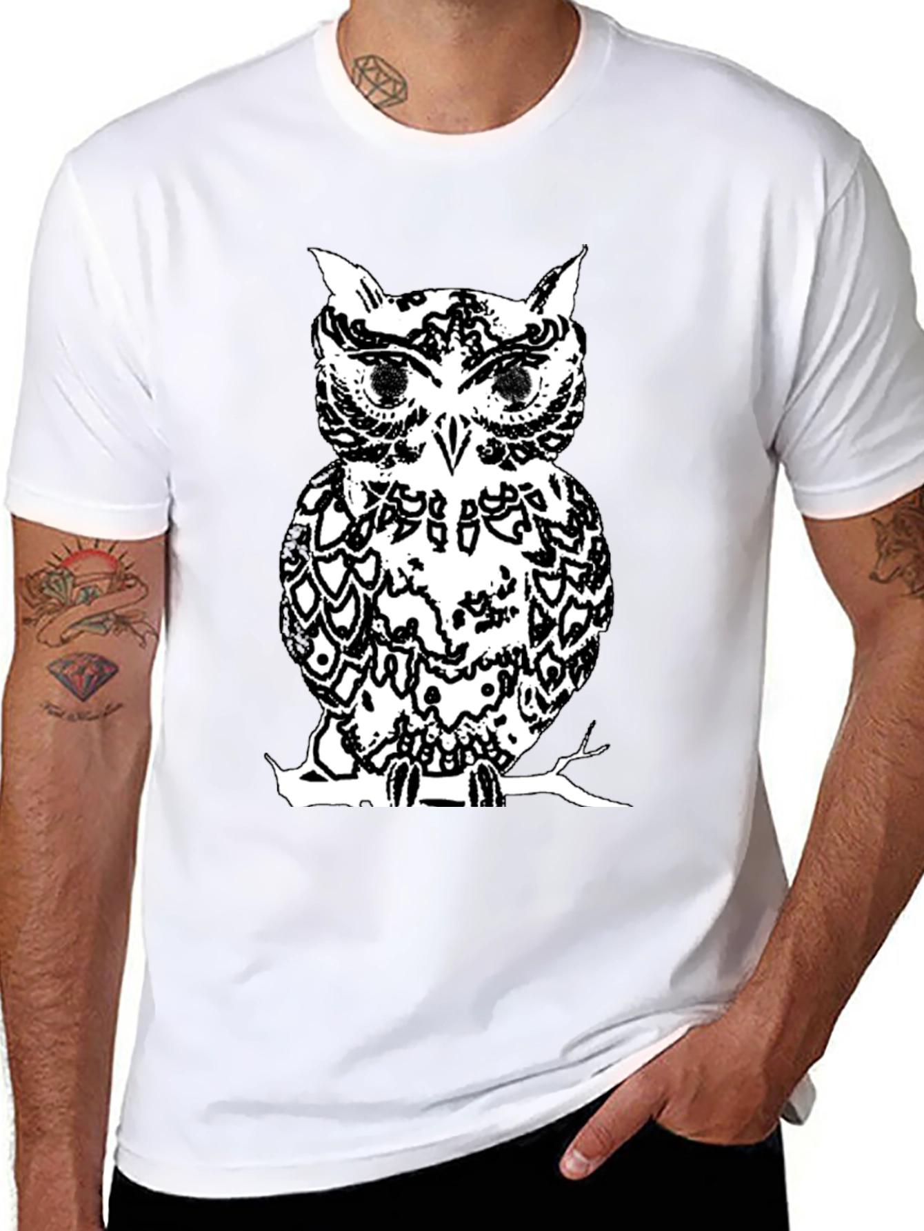 Black Owl Graphic Tee - Stylish Mens T-Shirt