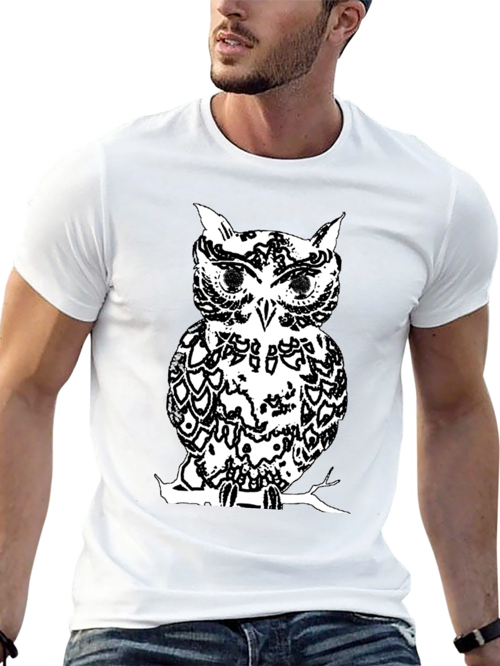 Black Owl Graphic Tee - Stylish Mens T-Shirt