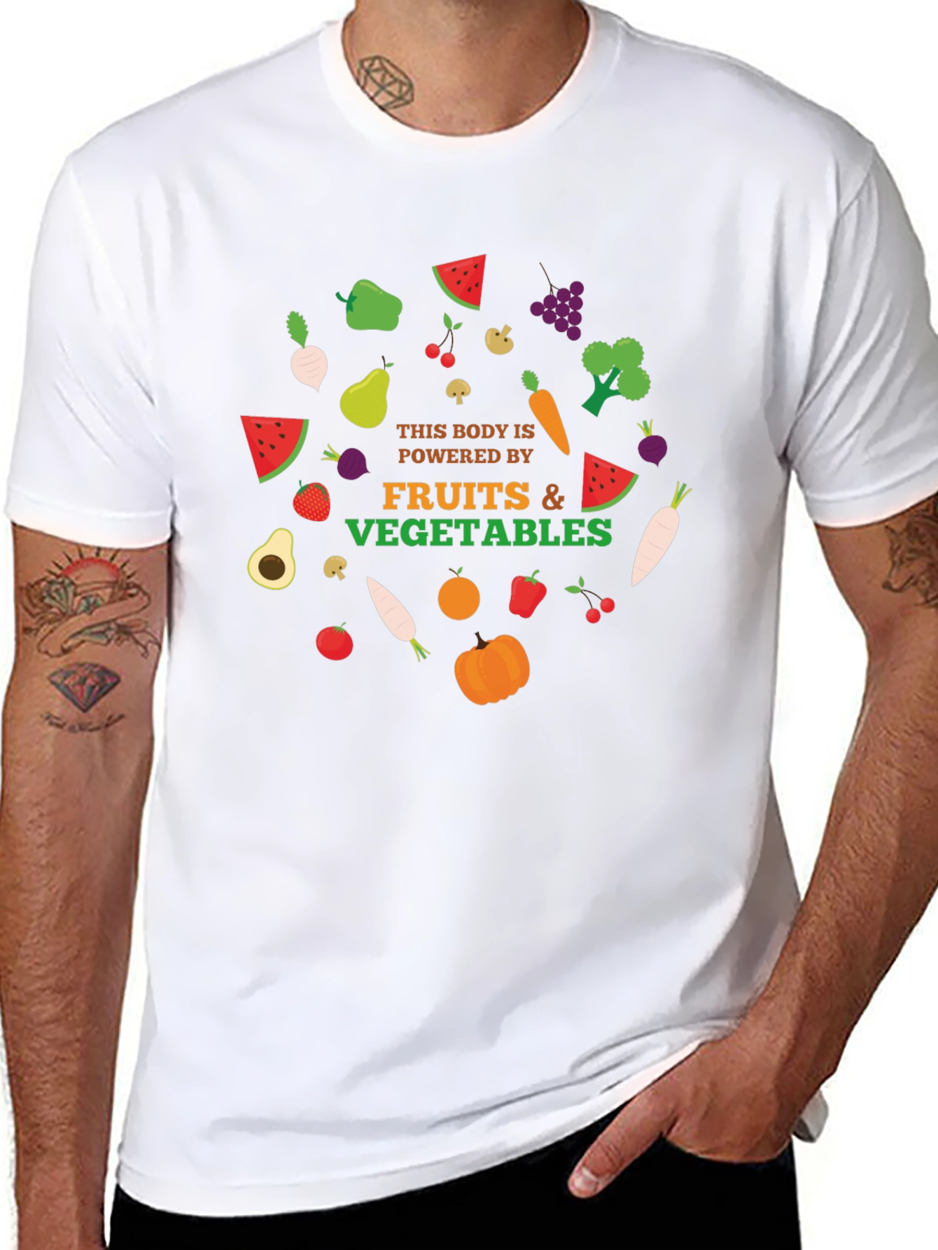 Powered By Fruits & Vegetables Graphic T-Shirt