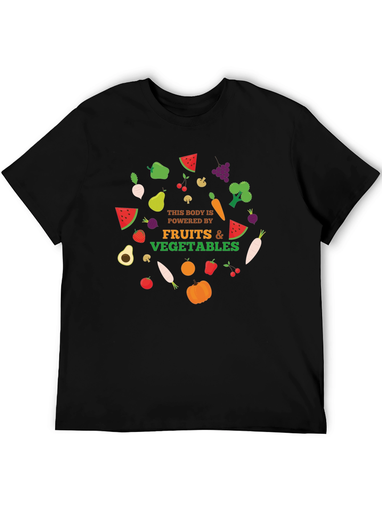 Powered By Fruits & Vegetables Graphic T-Shirt