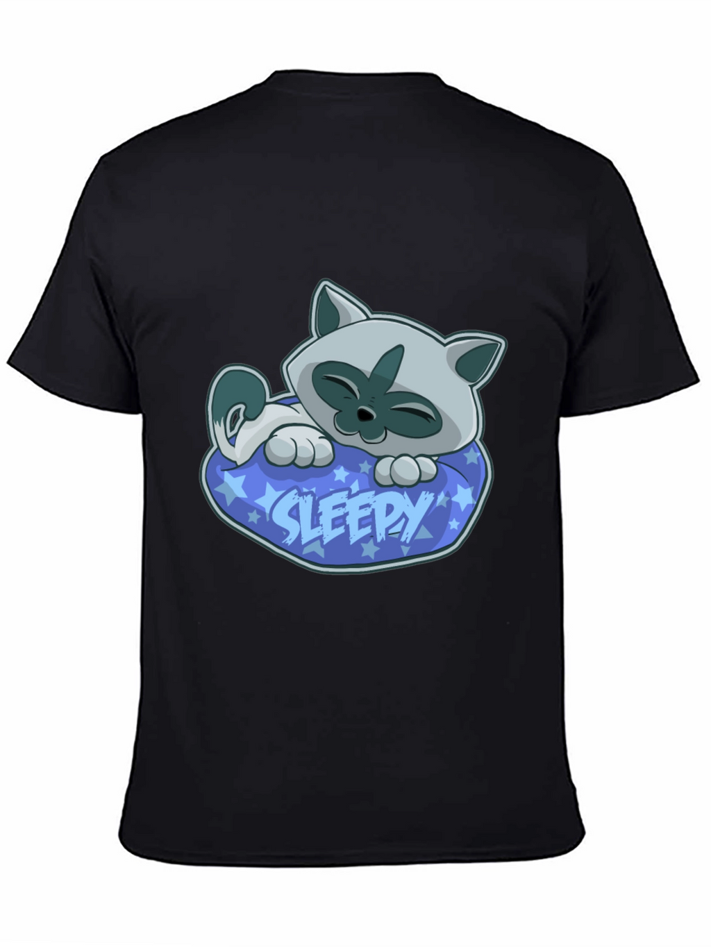 Sleepy Cat Graphic Tee - Cartoon Kitten T-Shirt