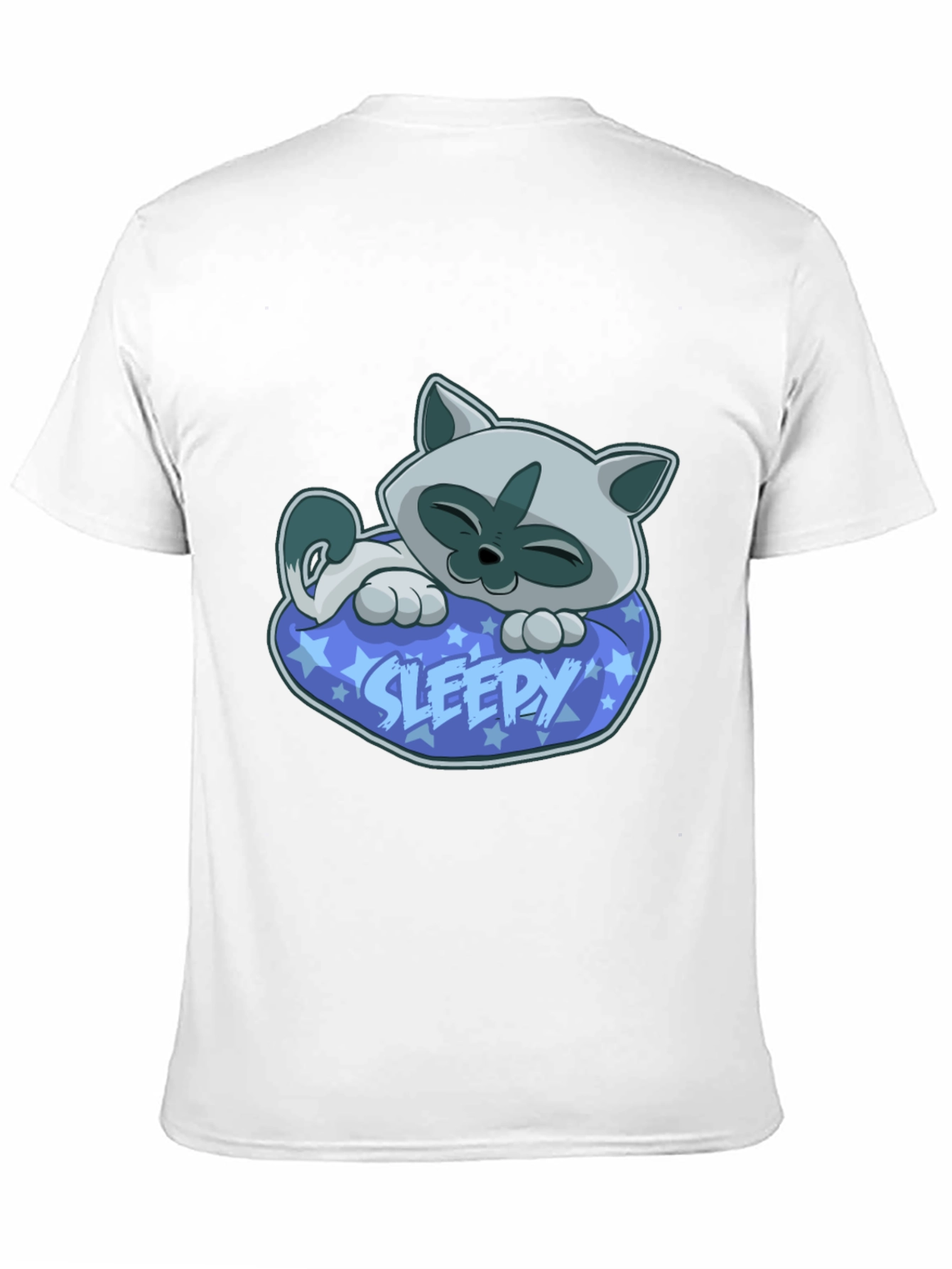 Sleepy Cat Graphic Tee - Cartoon Kitten T-Shirt