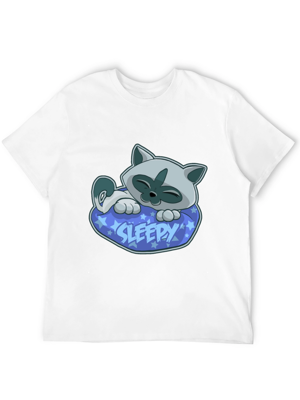 Sleepy Cat Graphic Tee - Cartoon Kitten T-Shirt
