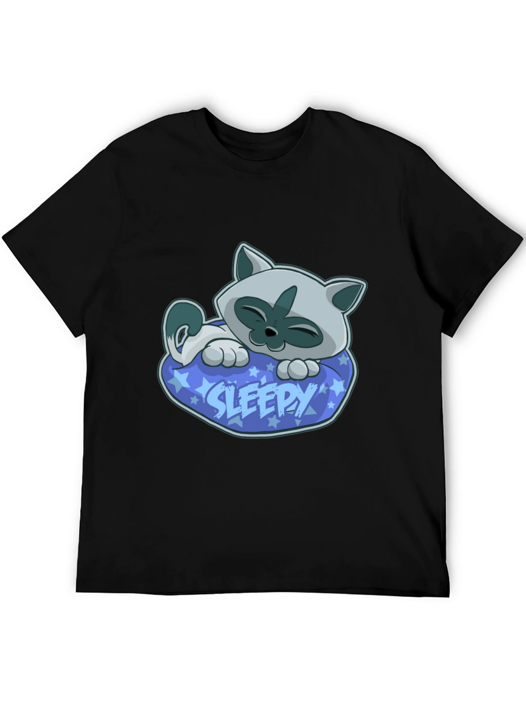 Sleepy Cat Graphic Tee - Cartoon Kitten T-Shirt