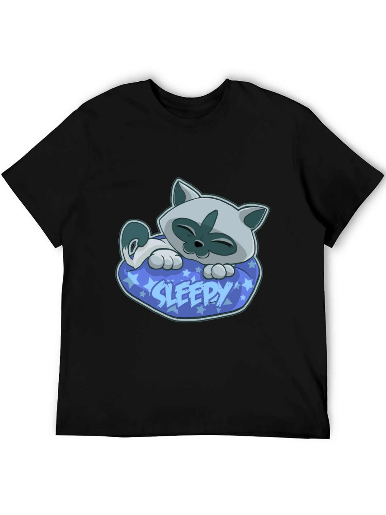 Sleepy Cat Graphic Tee - Cartoon Kitten T-Shirt