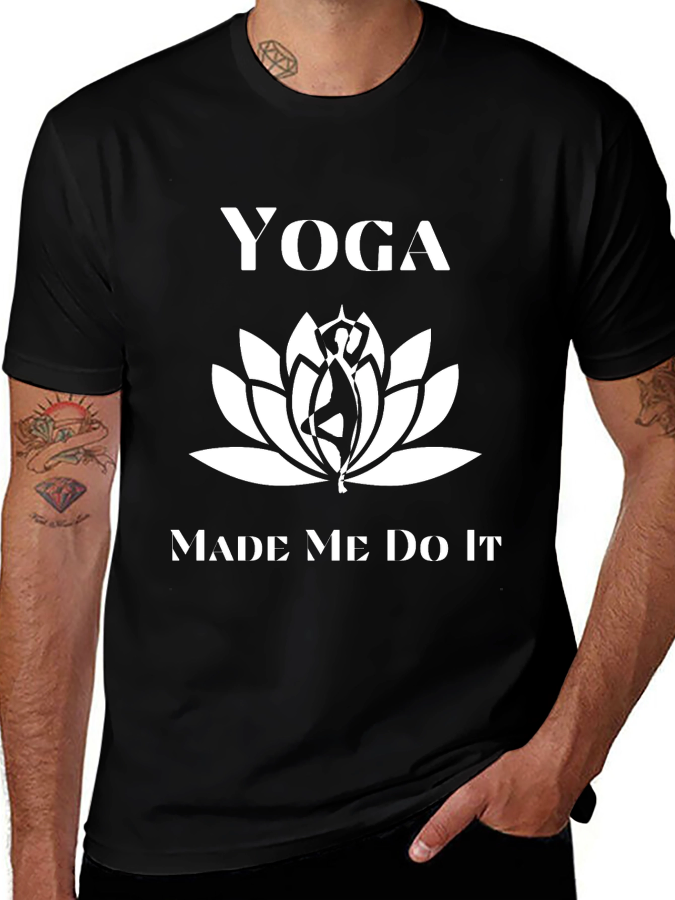 Yoga Made Me Do It T-Shirt - Black Graphic Tee