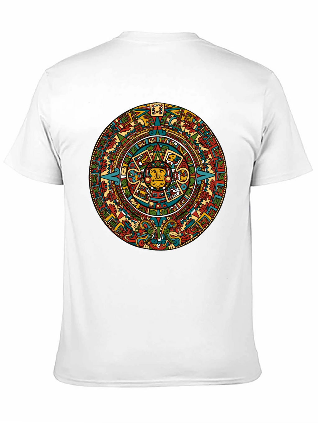 Aztec Calendar Graphic Tee - Black Crew Neck T-Shirt